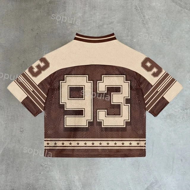 Vintage Number 93 Graphics Blokecore Blokette Jersey V-neck T-shirt