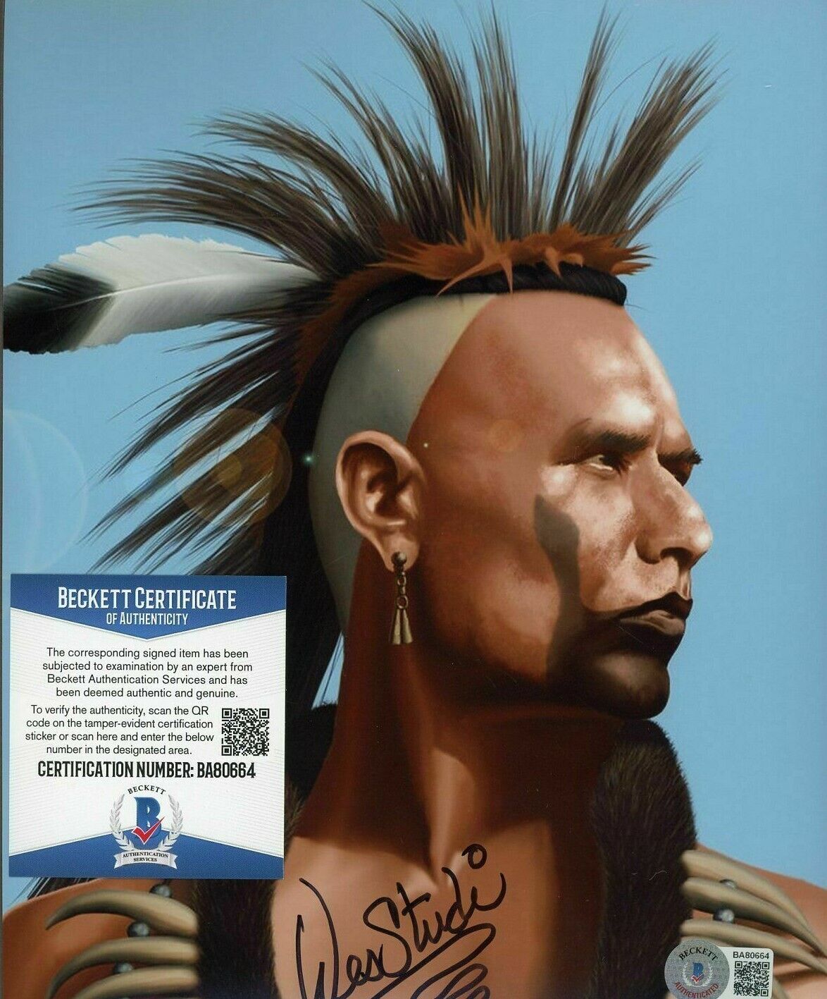 Wes Studi Actor Signed 8x10 Photo Poster painting AUTO Autograph Beckett BAS COA