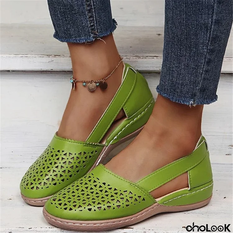 Women's Cute Comfy Closed Toe Hollowed Out Flat Sandals