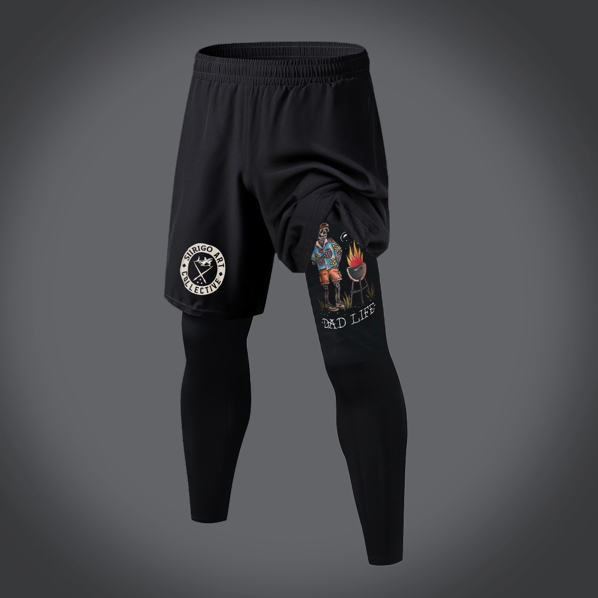Dad Life Graphic Print 2 in 1 Gym Workout With Leggings