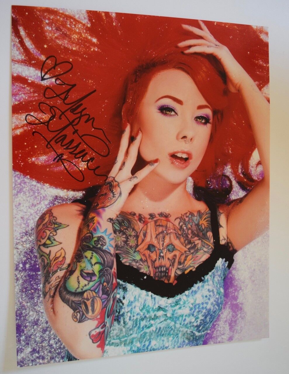 Megan Massacre Signed Autograph 11x14 Photo Poster painting Tattoo Artist NY INK Hot Sexy COA VD