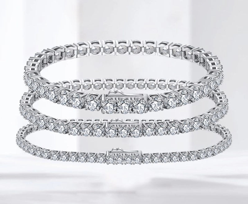 925 Sterling Silver Tennis Chain Bracelets Minimalist