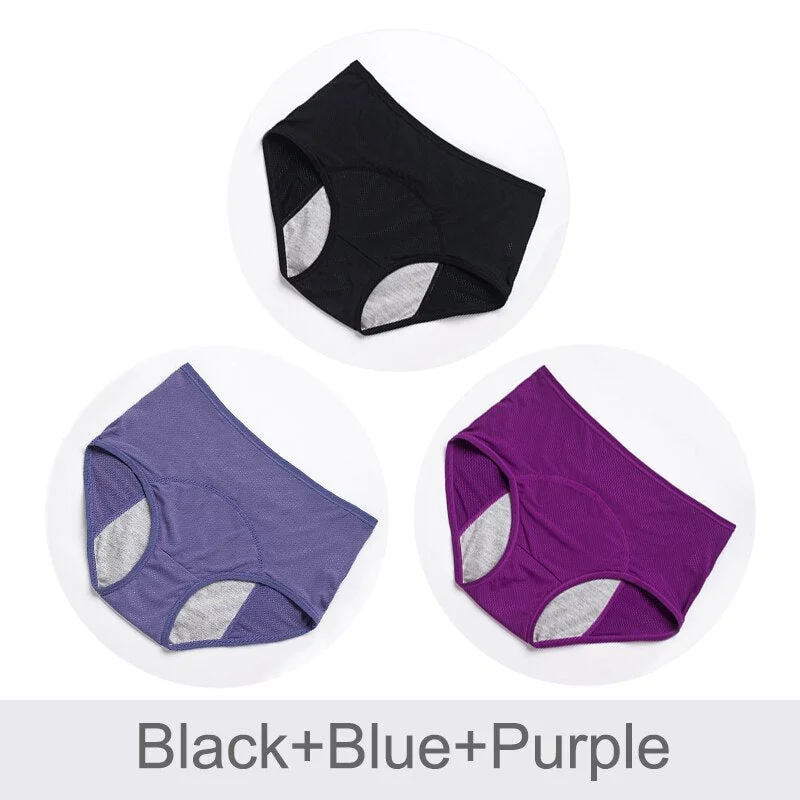 3pcs Leak Proof Menstrual Panties Physiological Pants High Waist Cotton Women Underwear Period Waterproof Female Briefs