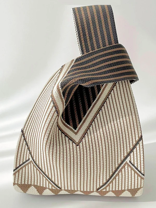 Split-Joint Striped Woven Bags Handbags