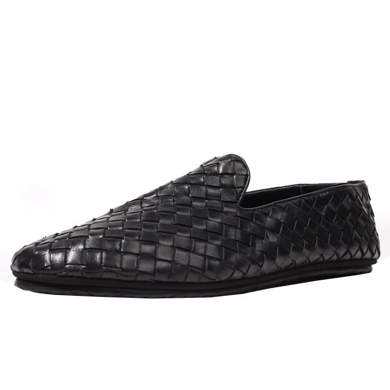 Hand-Woven Leather Shoes Men's Slip-on Shoes Men's Loafers Driving Shoes Soft Sole Shoes