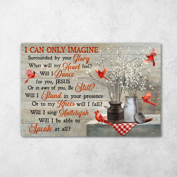 I Can Only Imagine Briar and Cardinal Canvas Wall Art 