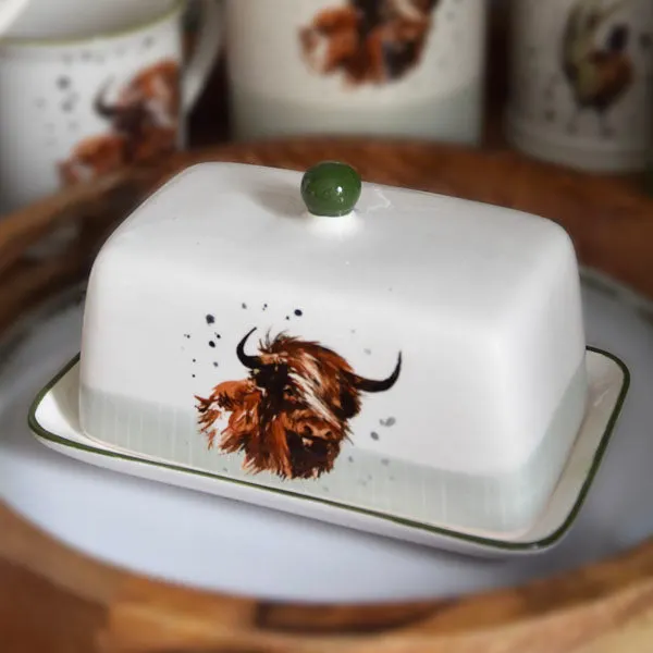 Charming Highland Cow Ceramic Butter Dish