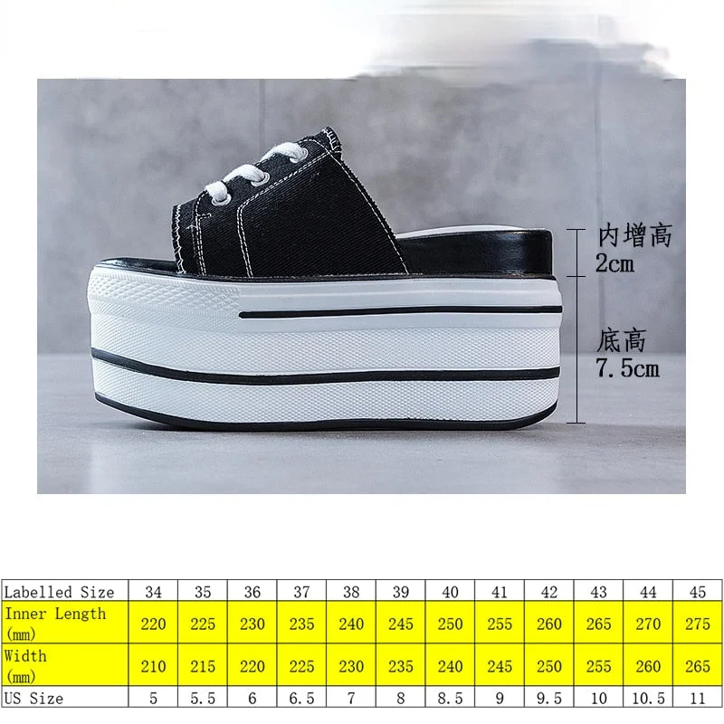 Fujin 9.5cm Super High Platform Flats Wedge Genuine Leather Women Summer Shoes Lace Up Open Toe Slides Slippers Mules Sandals