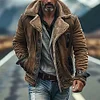 Men's Vintage Leather And Lambswool Western Warm Casual Leather Jacket by Inlyline