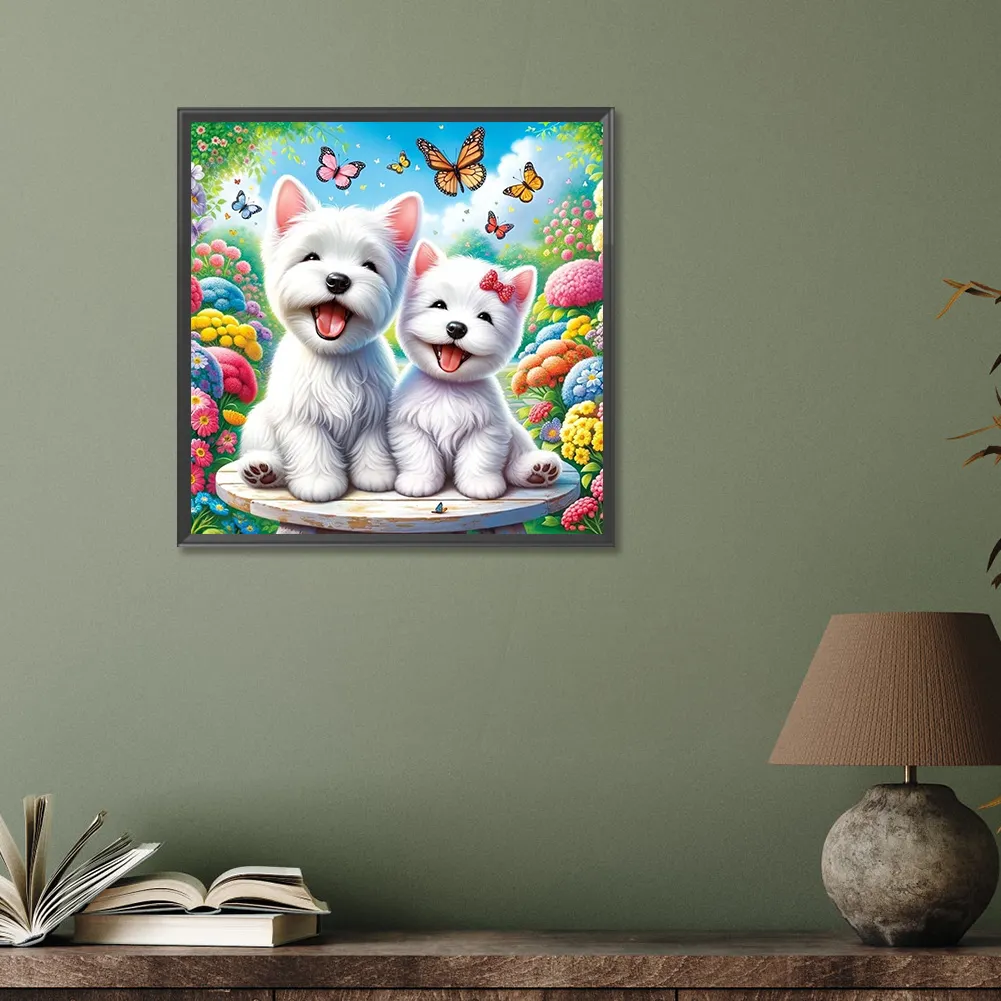 Partial AB Diamond Painting - Full Round Drill - Happy Dogs(Canvas|35*35cm)