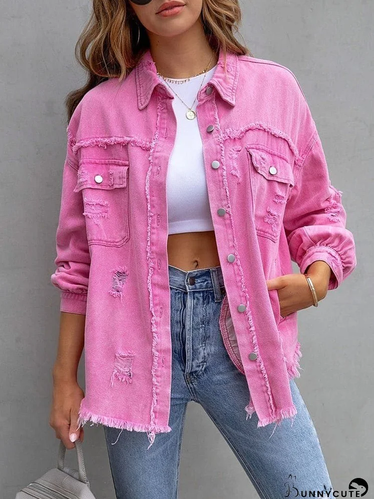Trendy Distressed Denim Jacket