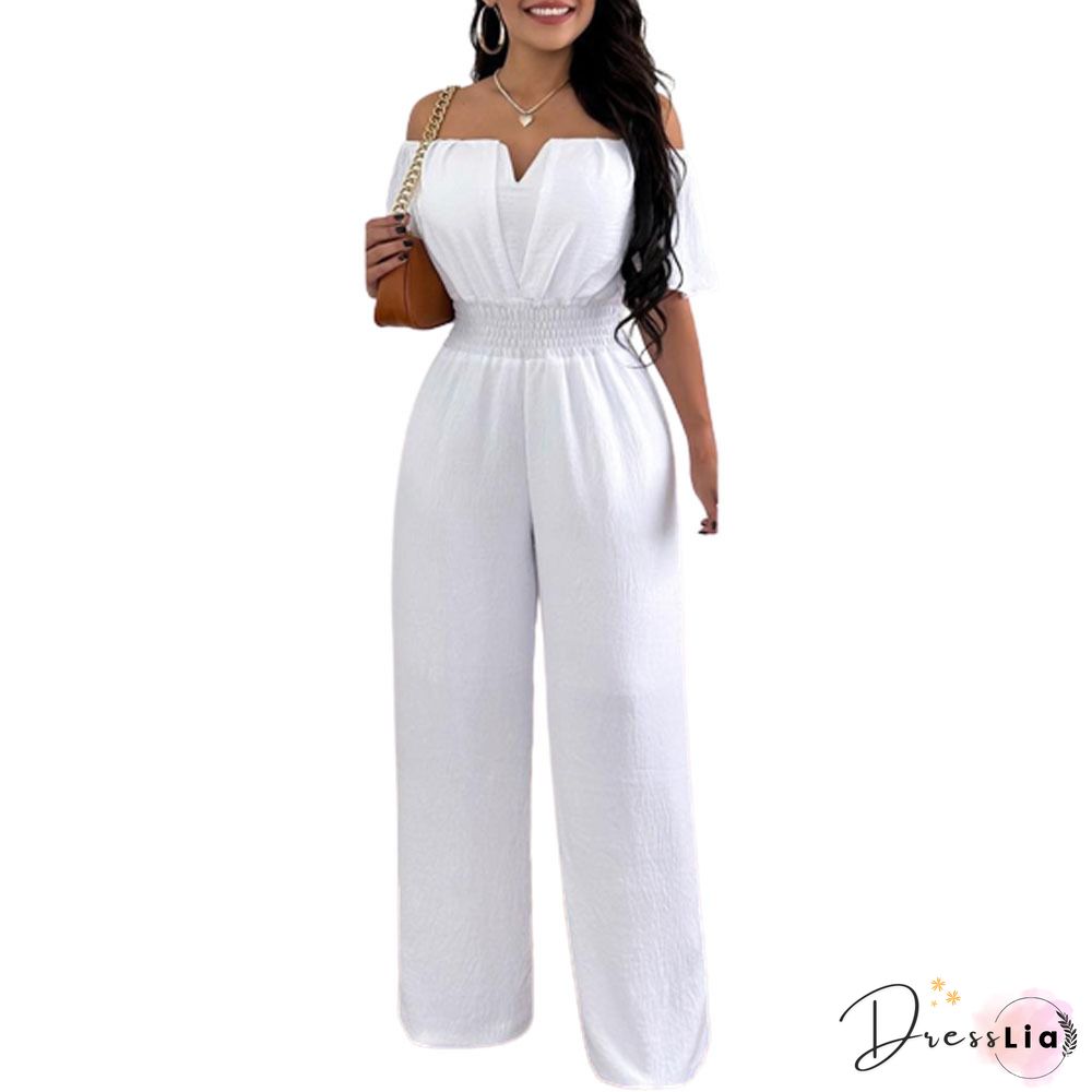 Women'S Jumpsuits One-Shoulder Lace Long Sleeve Lace Up Jumpsuit