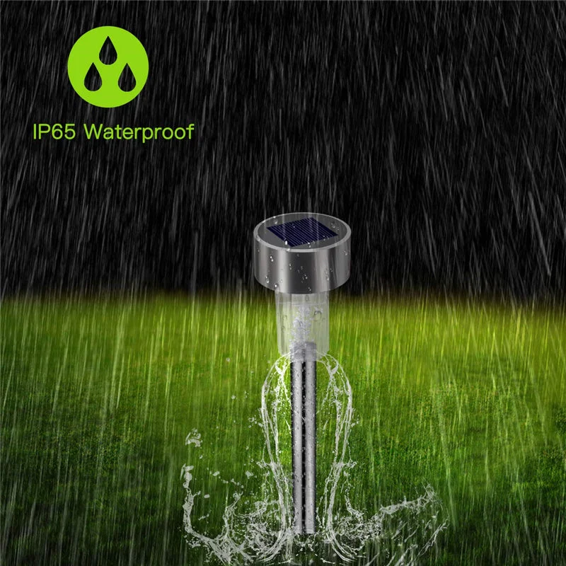12 Packs Solar Glass Stainless Steel Waterproof Stake Lights For Outdoor Pathway Garden
