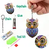1 PC DIY porte-cl&eacute;s en diamant hibou bleu dor&eacute; en 3D avec boucle homard double face en diamant avec cha&icirc;ne de printemps en mosa&iuml;que de diamants en tisss en mosa&iuml;que de diamants cadeau unique fait main
