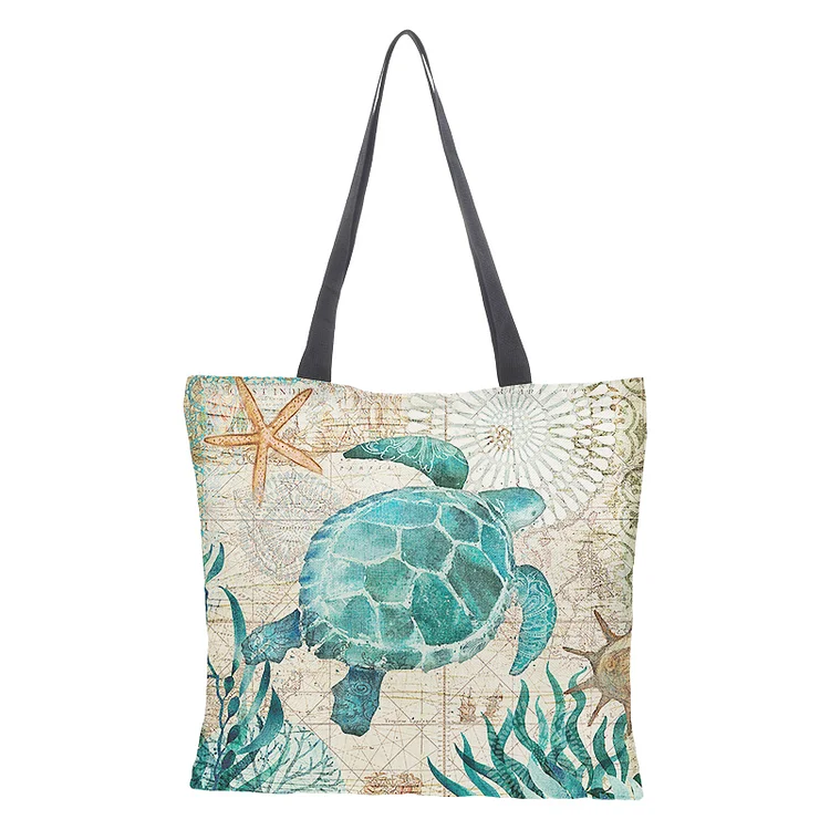 Linen Eco-friendly Tote Bag - Turtle
