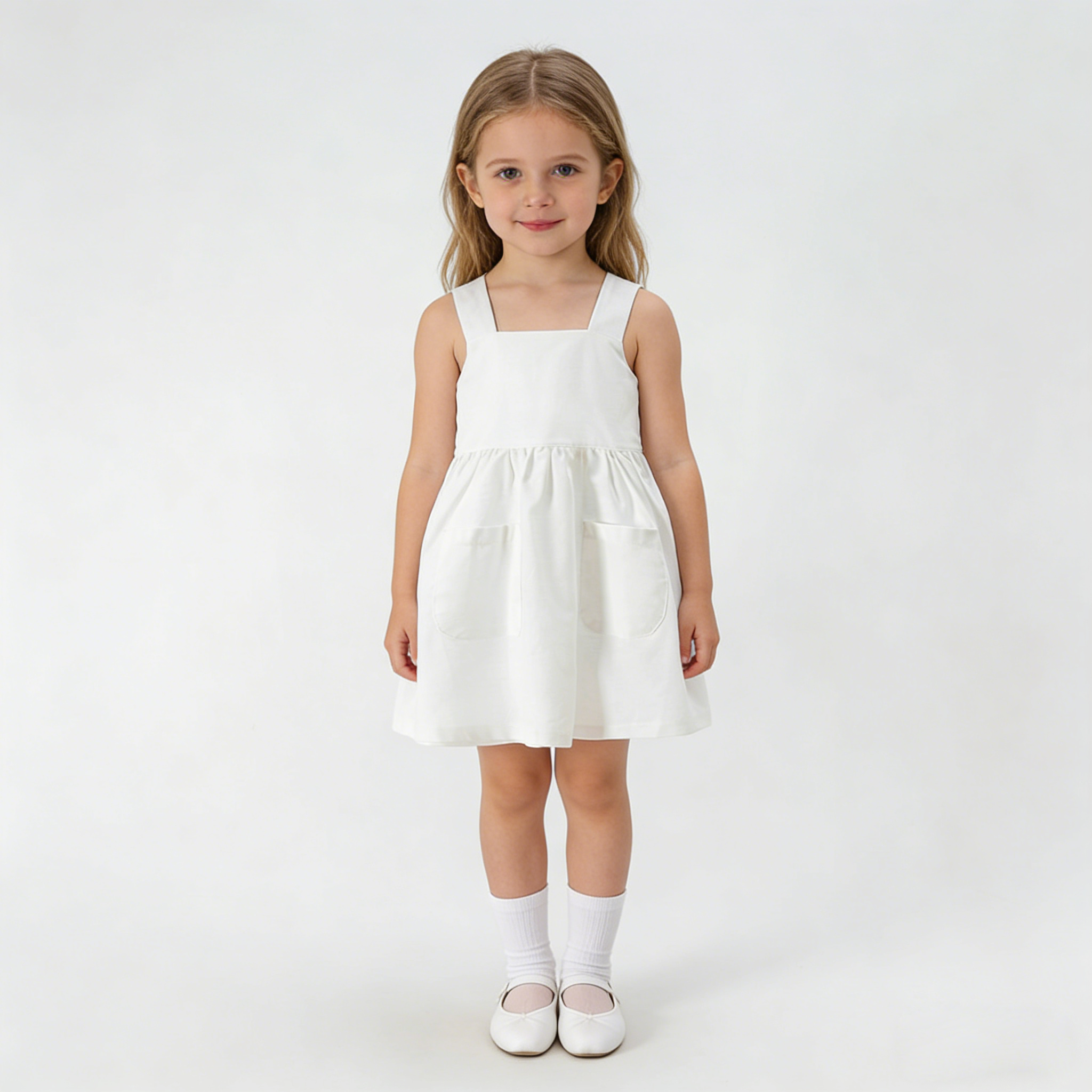 Charming Pocketed Linen Girls' Dress REAL SILK LIFE