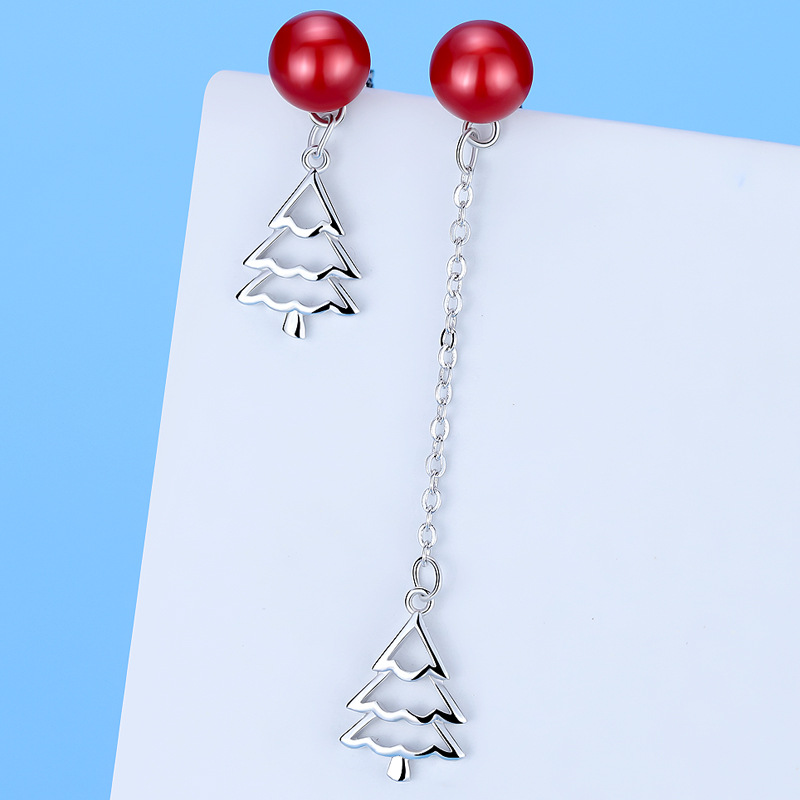 Christmas Red Asymmetric Christmas Tree Earrings 2024 - Flycurvy 