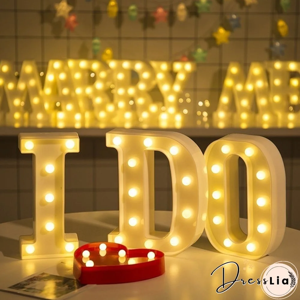 26 Letter LED Lights Luminous Number 0-9Lamp Wedding Birthday Christmas Decoration Decoration Battery Night Light Party Bedroom