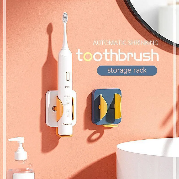 Automatic shrinking toothbrush storage rack