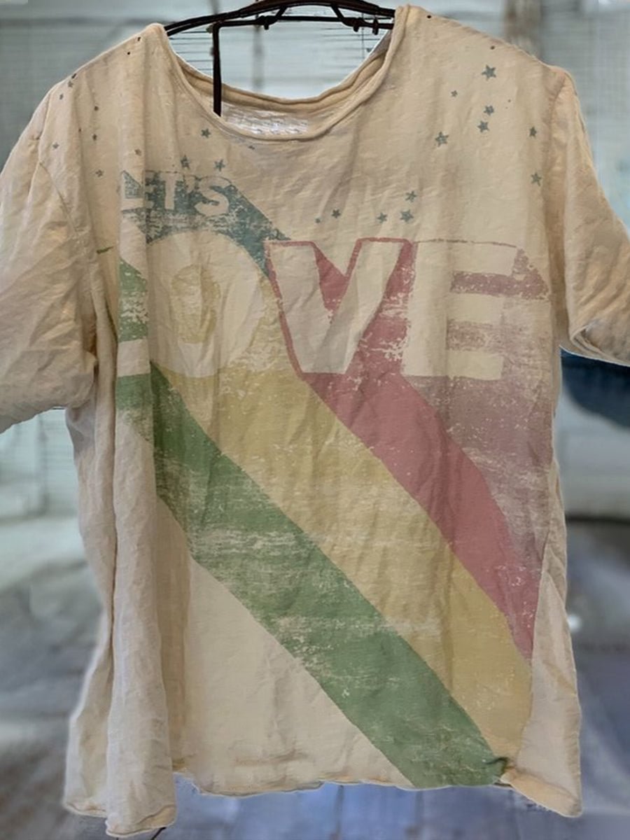 Love Pattern Casual Loose Short Sleeve Top
