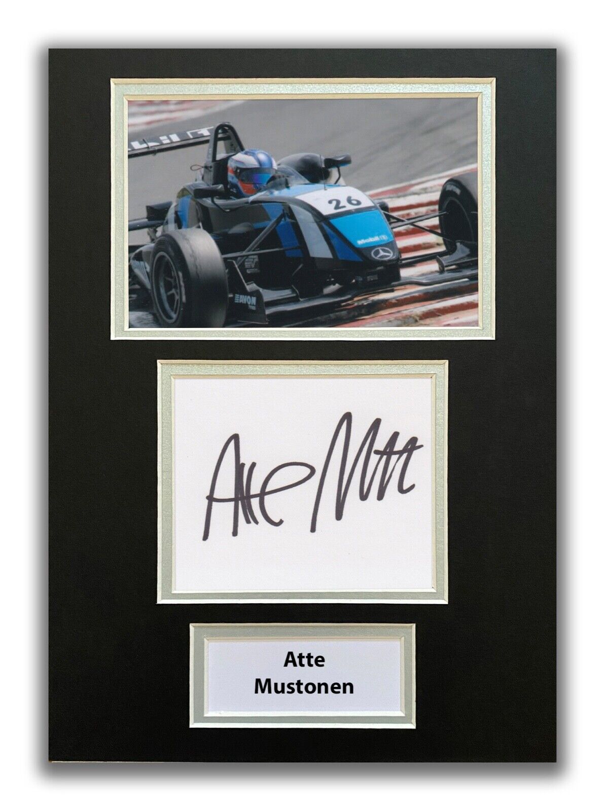 ATTE MUSTONEN HAND SIGNED A4 MOUNTED Photo Poster painting DISPLAY - FORMULA 1 - AUTOGRAPH