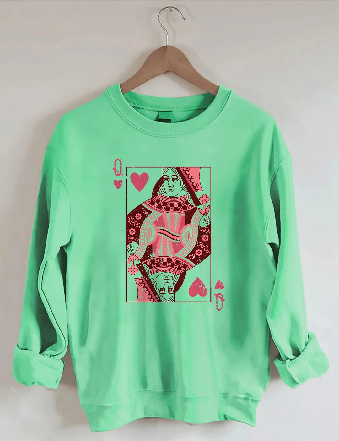 Queen Of Hearts Playing Card Sweatshirt