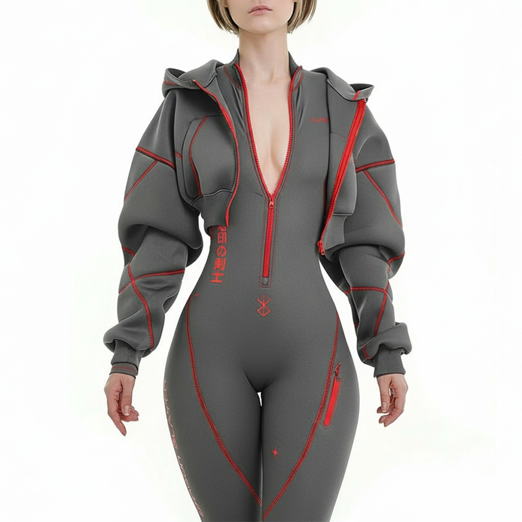 Cyberpunk Futuristic Mechanical Style Women's Sports Yoga Outfit Set