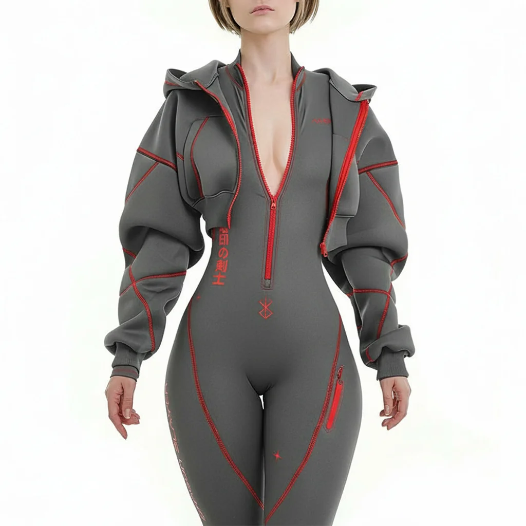 Cyberpunk Futuristic Mechanical Style Women's Sports Yoga Outfit Set