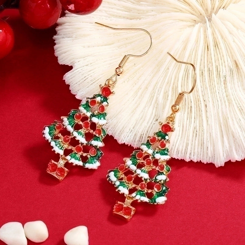 Modern Style Christmas Tree Alloy Christmas Women’s Drop Earrings