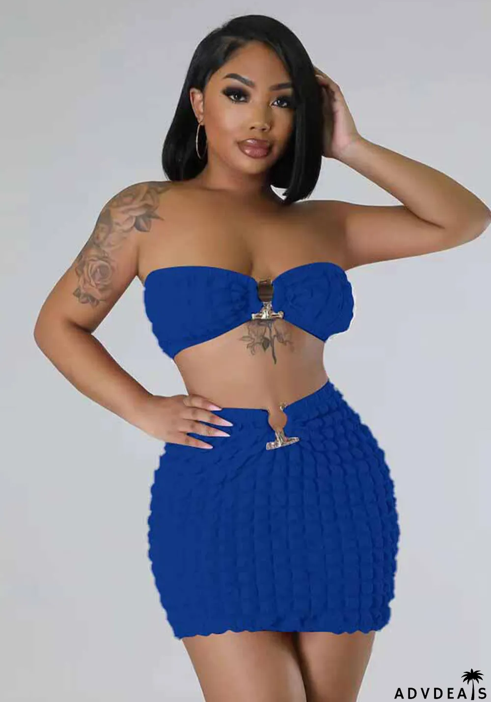 Women's Fashion Sexy Casual Strapless Two-Piece Skirt Set Women's Clothing