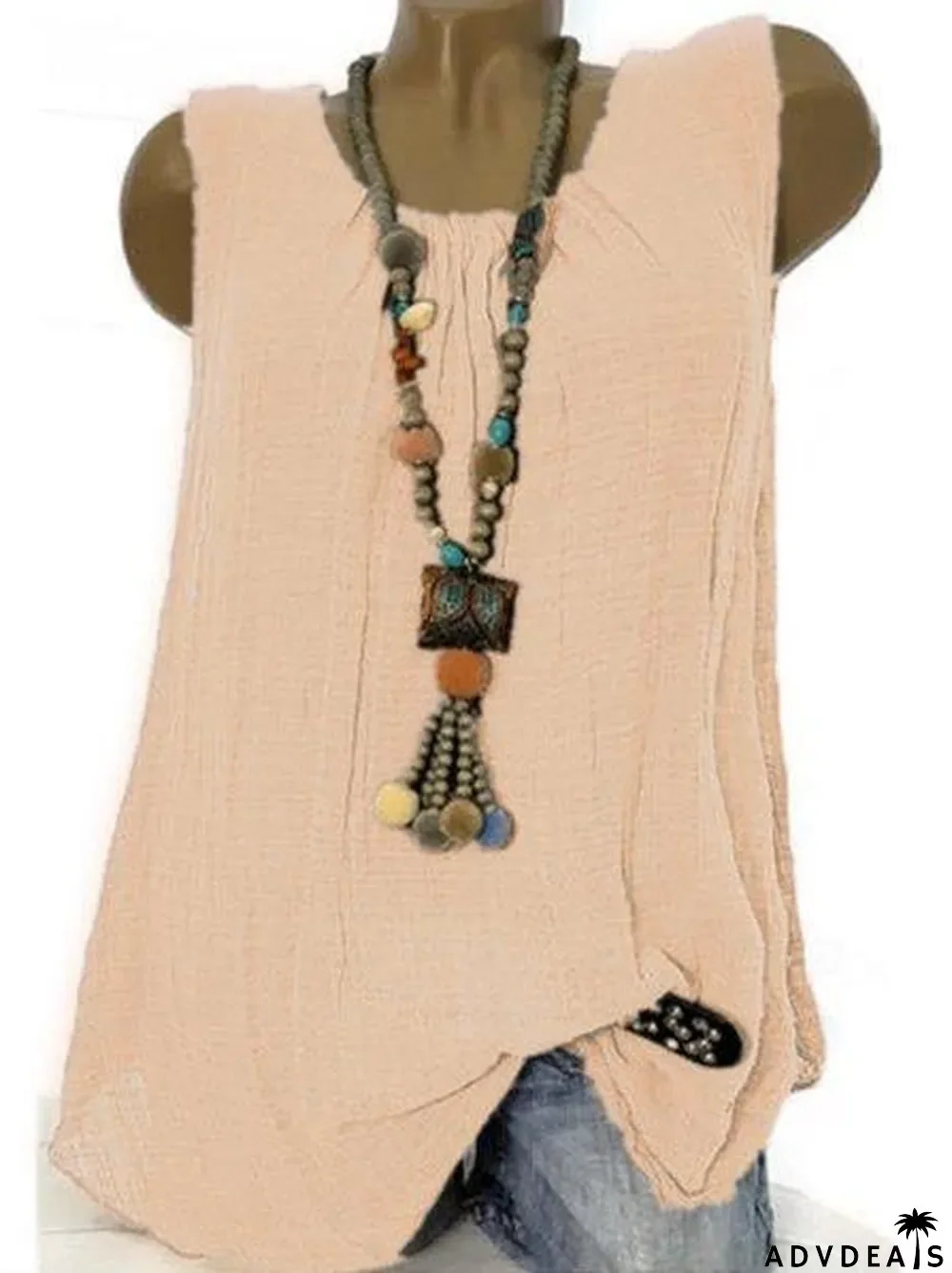 Women Round Neck Sleeveless Casual Tanks