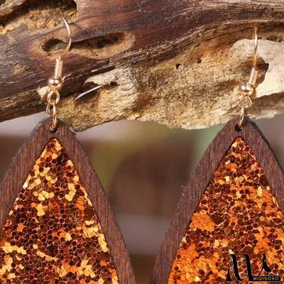 MidiSono - Sequin Wood Teardrop Earrings