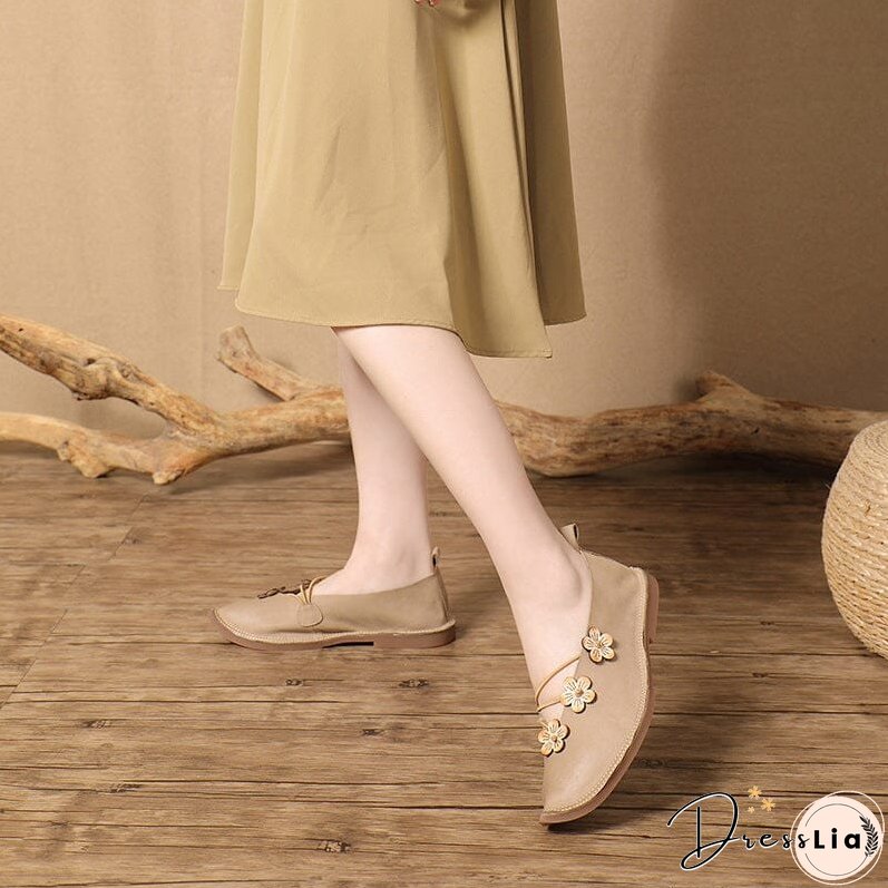 Women Retro Leather Spring Casual Shoes