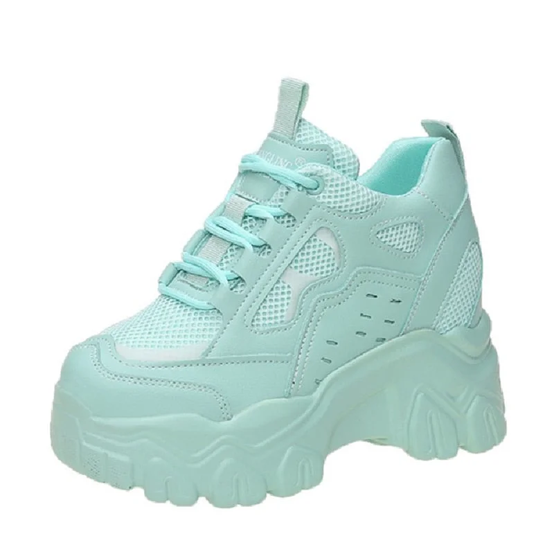 Women High Top Sneakers 2022 Spring Breathble Chunky Casual Shoes New Outdoor Thick Bottom Trend Women Vulcanized Dad Shoes 10cm