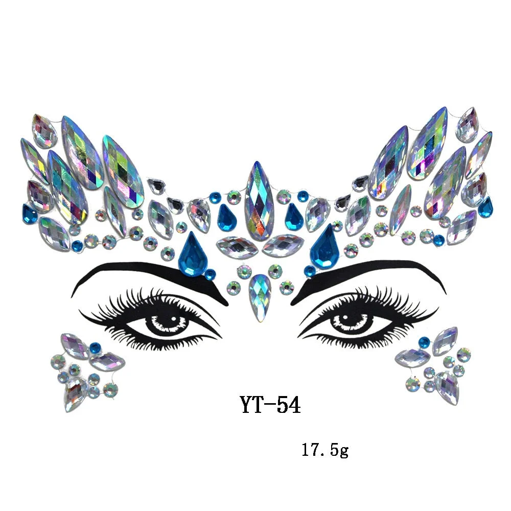 Facial Rhinestone Natural Resin Face Sticker Rhinestone Tattoo Makeup Party Christmas Party Face Decoration Makeup Stickers