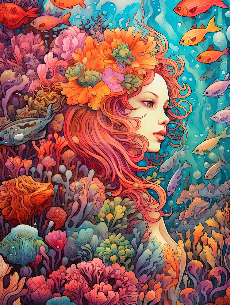 Undersea Women 40*60CM(Canvas) Diamond Painting gbfke