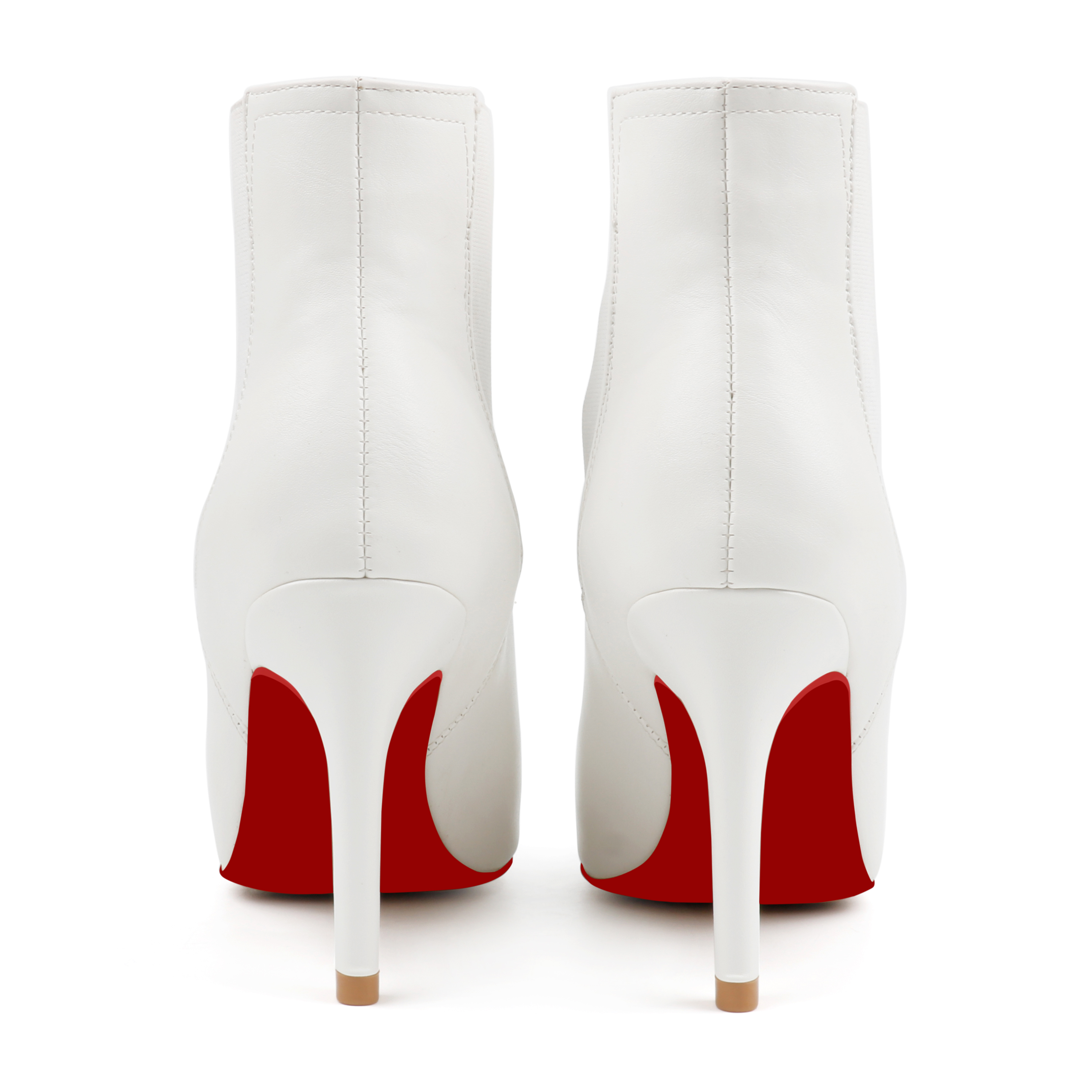 90mm Women's Stiletto Middle Heel Pointed Toe Red Bottom Ankle Boots Matte Shoes-MERUMOTE