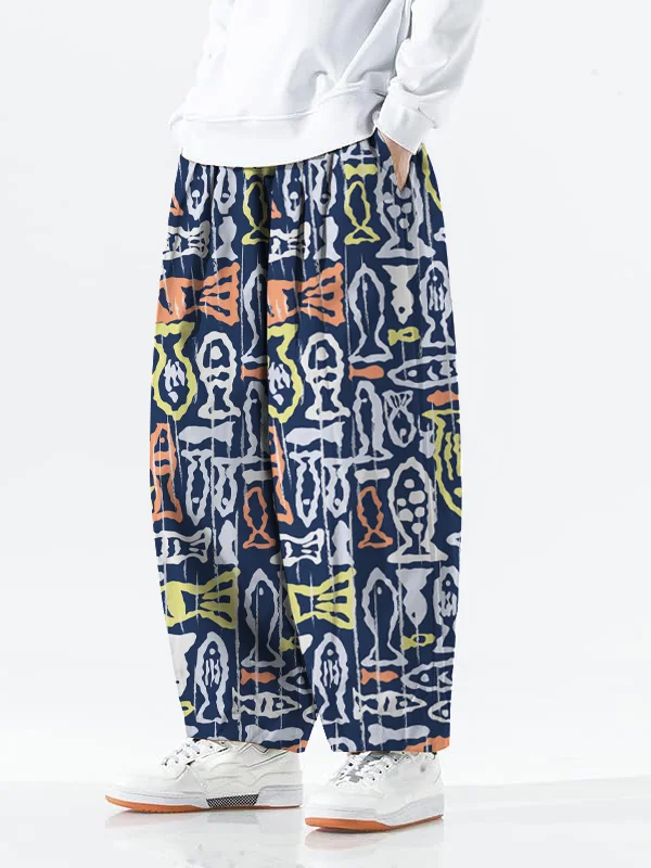 Men's Ocean Fish Resort Hawaii Print Drawstring Waist Casual Sweatpants