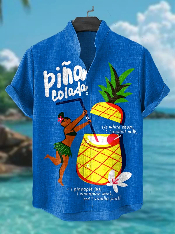 Men's Pineapple Pina Colada Print Short Sleeve Shirt