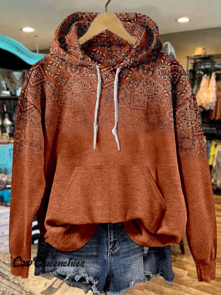Paisley Casual Hoodie Sweatshirt Multicolor / S