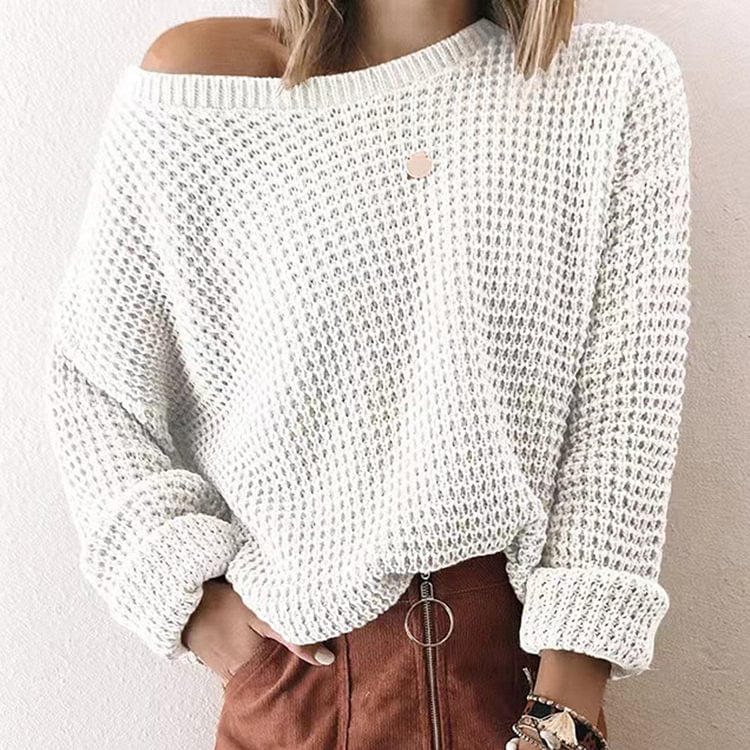 Casual Solid Color Crew Neck Sweater