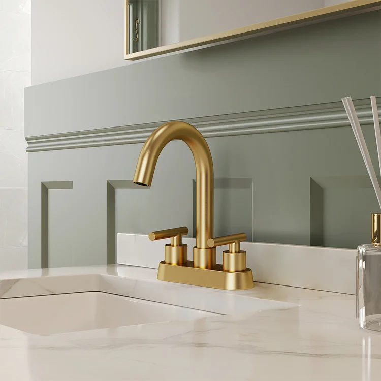 SFS-1113-GD EVERSTEIN Two 90° Lever Handles Bathroom Sink Faucet Brushed Gold