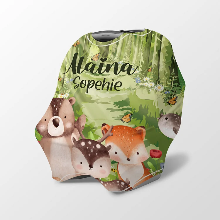 Personalized Woodland Animals Baby Car Seat Canopy| Canopyl247