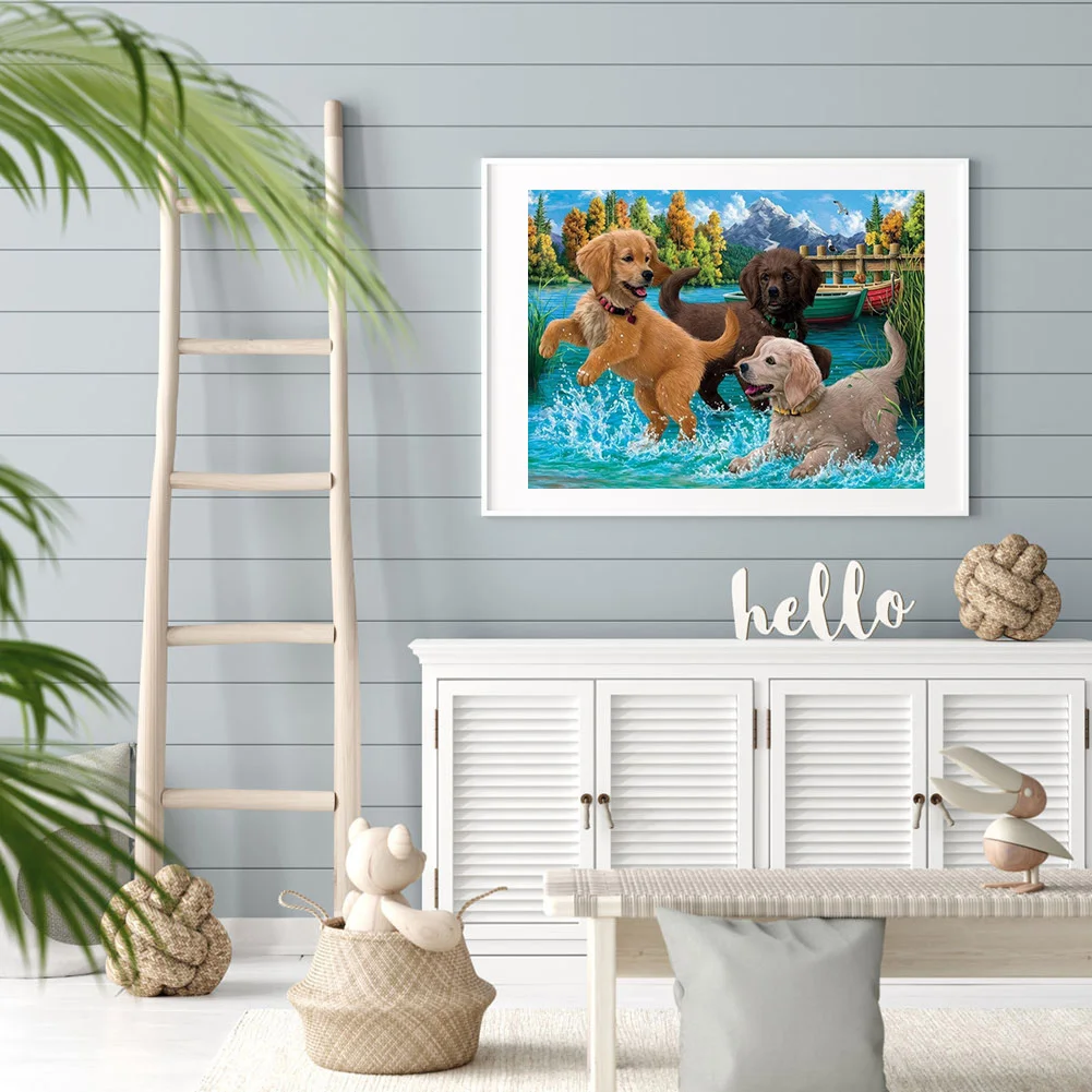 Diamond Painting - Full Round Drill - Puppy(40*30cm)