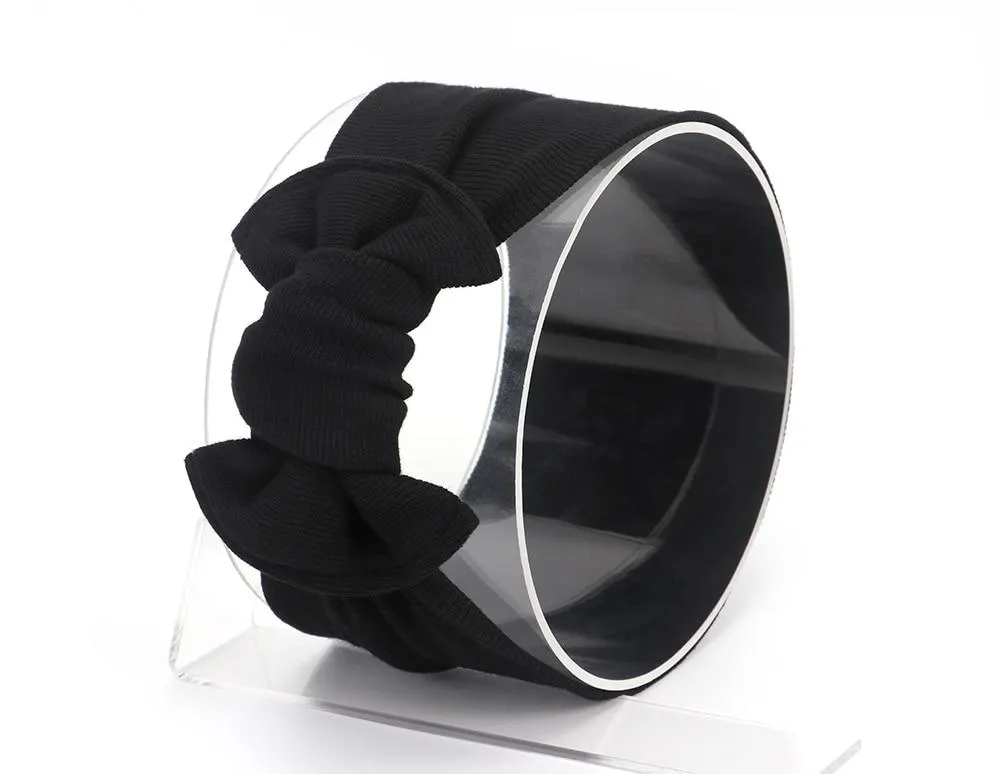 2020 Baby Stuff Accessories Kids Girl Baby Headband Toddler Lace Bow Flower Hair Band Ribbed Solid Headwear Photo Props