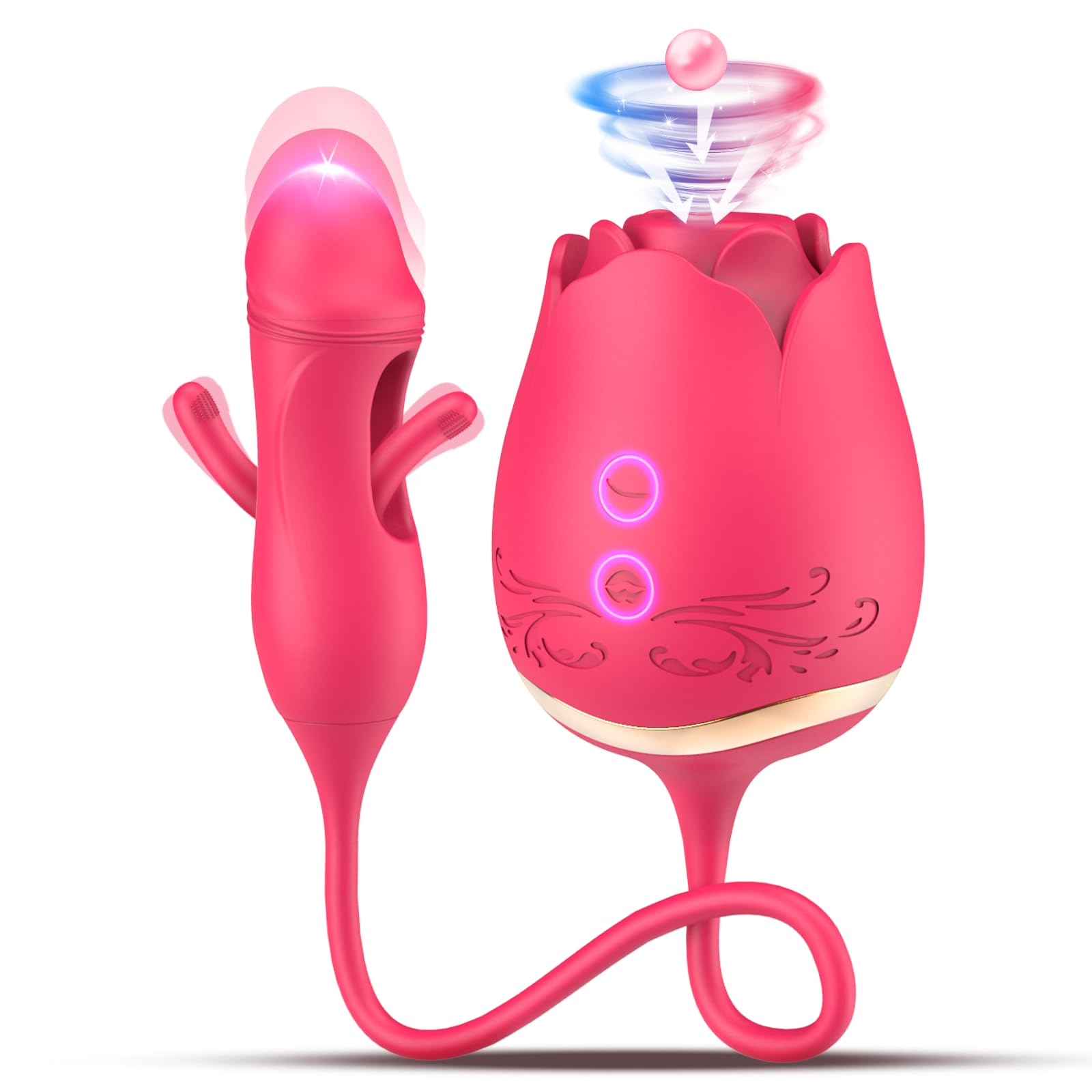 Sara 3-in-1 Rose Clit Sucker With Falpping Vibrator