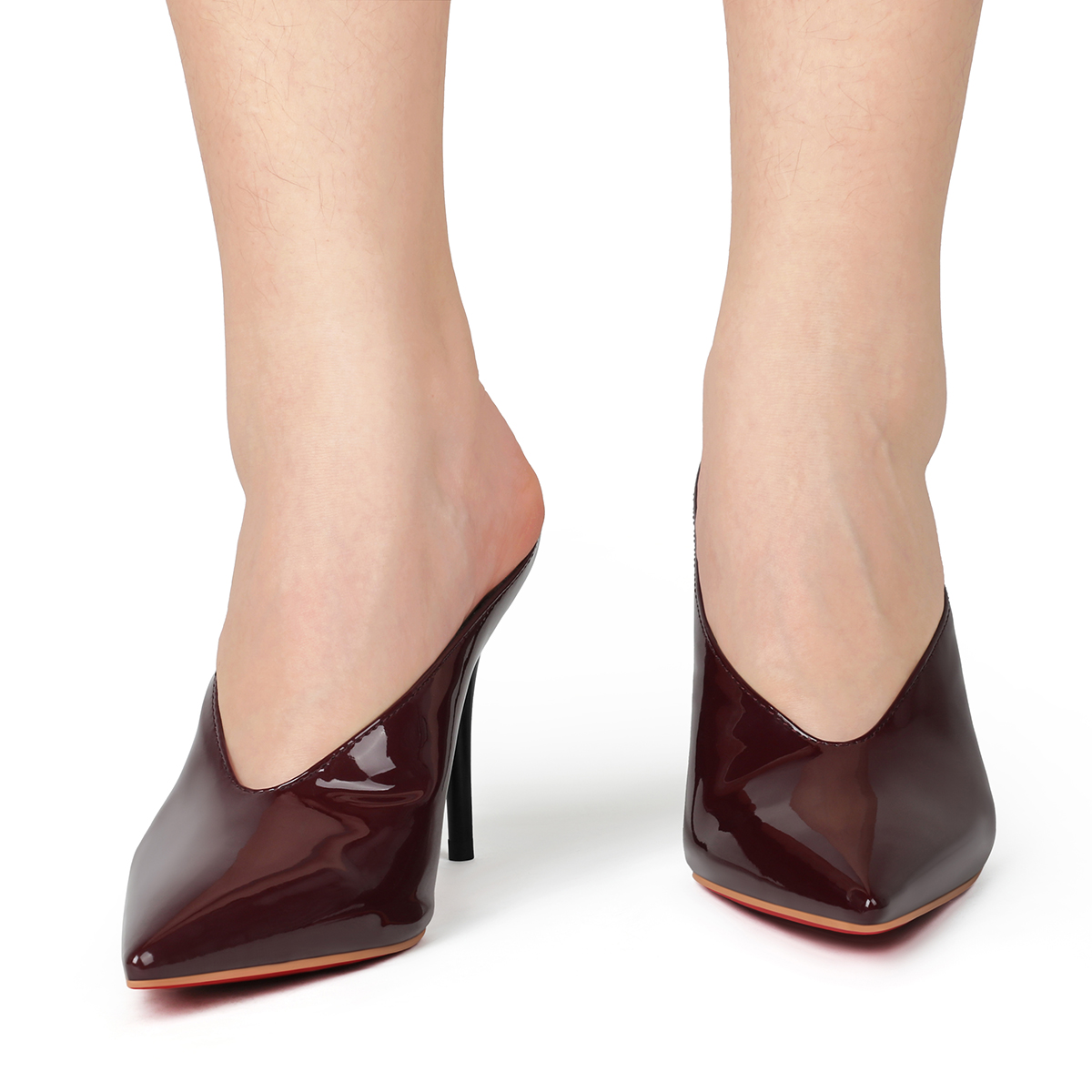 95mm Pointed Toe High Heel Prom Shoes Red Bottoms Pumps Sandals-MERUMOTE