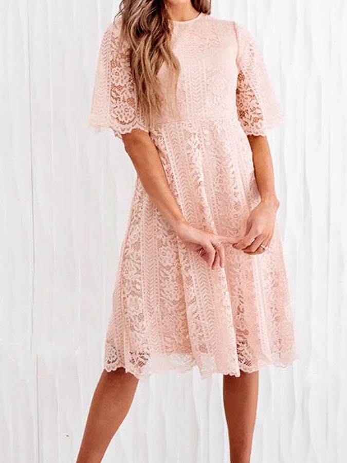 Women'S Casual Lace Round Neck Dress