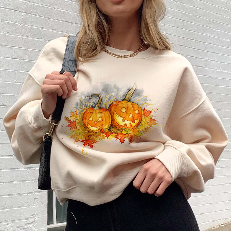   Pumpkin Maple Leaf Printed Women's Sweatshirt - Neojana