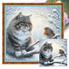 Winter Cat And Bird-11CT Stamped Cross Stitch 40*40cm/15.75*15.75in tapestrymarket